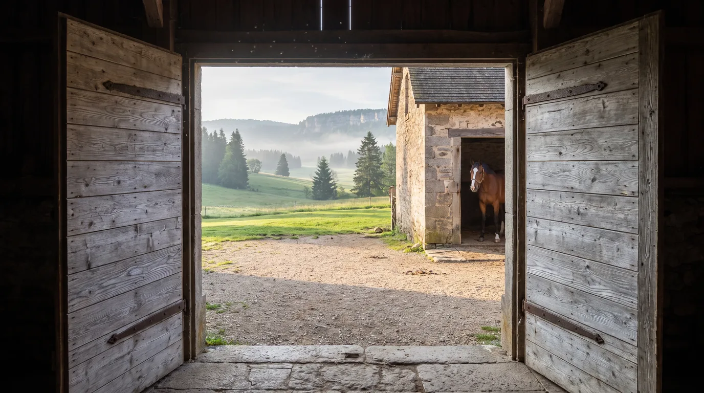 Entrée, Écurie de la Colombière, centre équestre à Valleiry