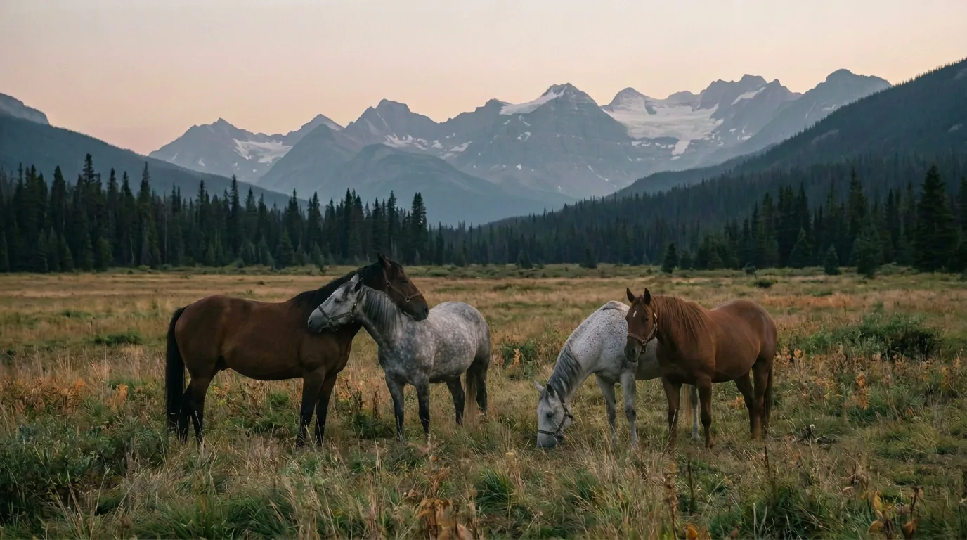 Chevaux en liberté, Écurie de la Colombière, Haute-Savoie